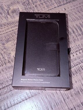 TUMI Black Magnetic Wallet Phone Case with Card Slot iPhone 14 Pro